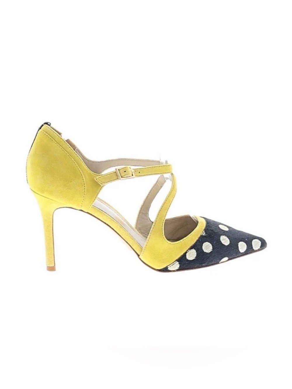 Boden Tisha polka dot Yellow Leather Suede Heels